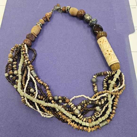 Vintage Rare Beaded Boho Style Tribal Multi Strand Necklace - Picture 3 of 4